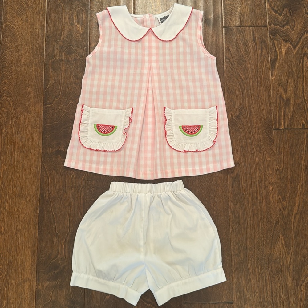 True Children's Clothing Watermelon applique short/bloomer set - size 7